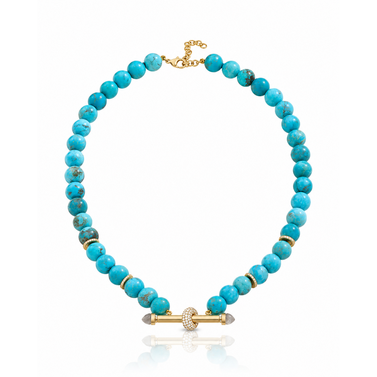 18k yellow gold turquoise blue beaded chakra necklace ananya 