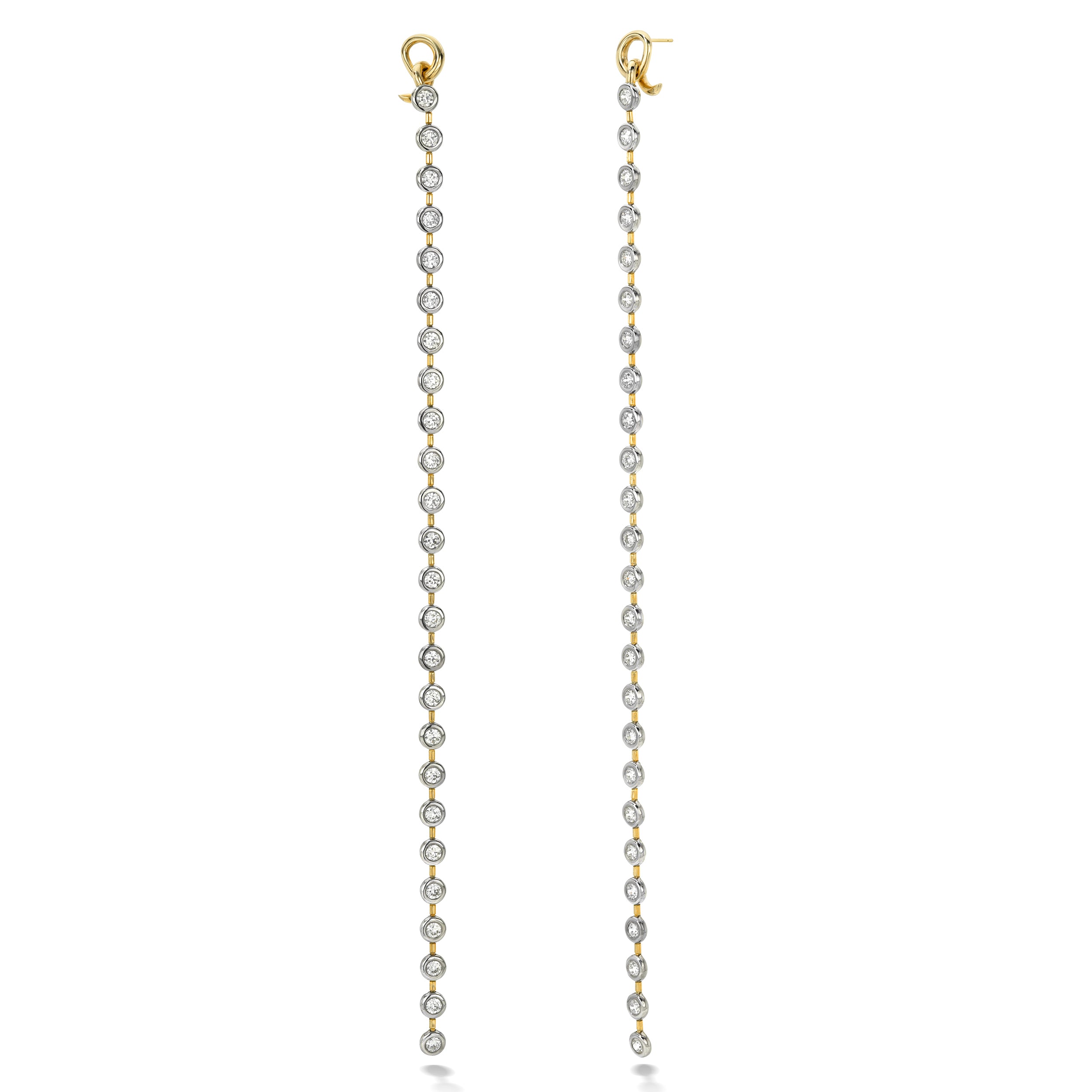 18k yellow gold diamond vein duster long dangle earring retrouvai tiny gods 