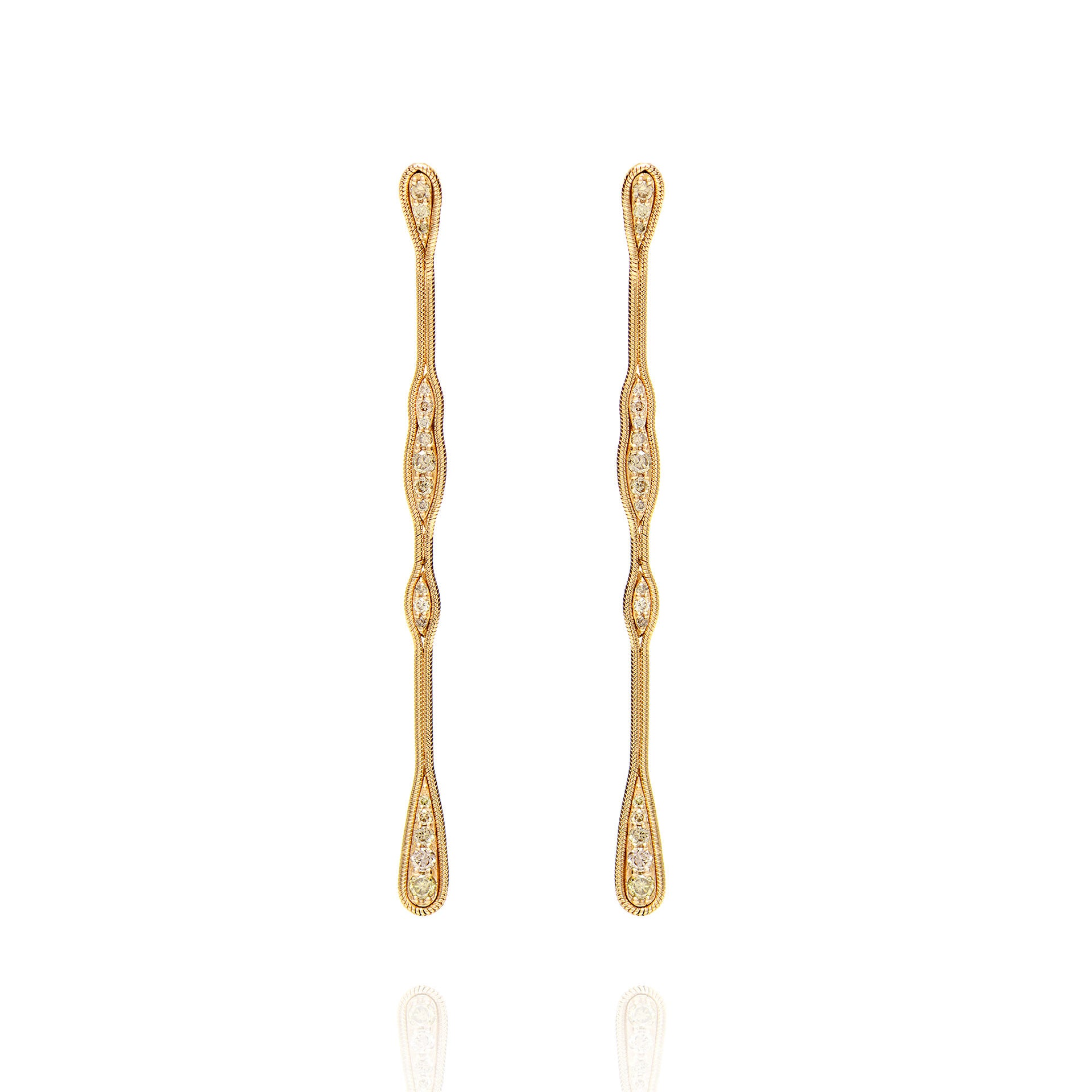 Long Fluid Gold Earrings