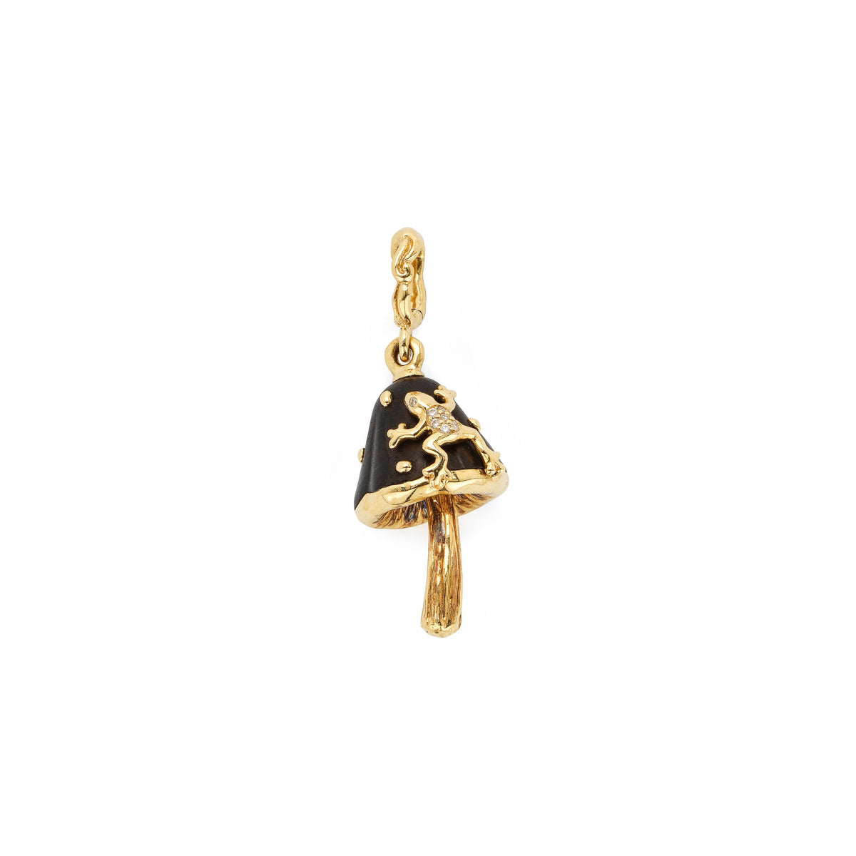 18k yellow gold ebony wood mushroom charm pendant bestiary collection by Bibi Van Der Velden Tiny Gods