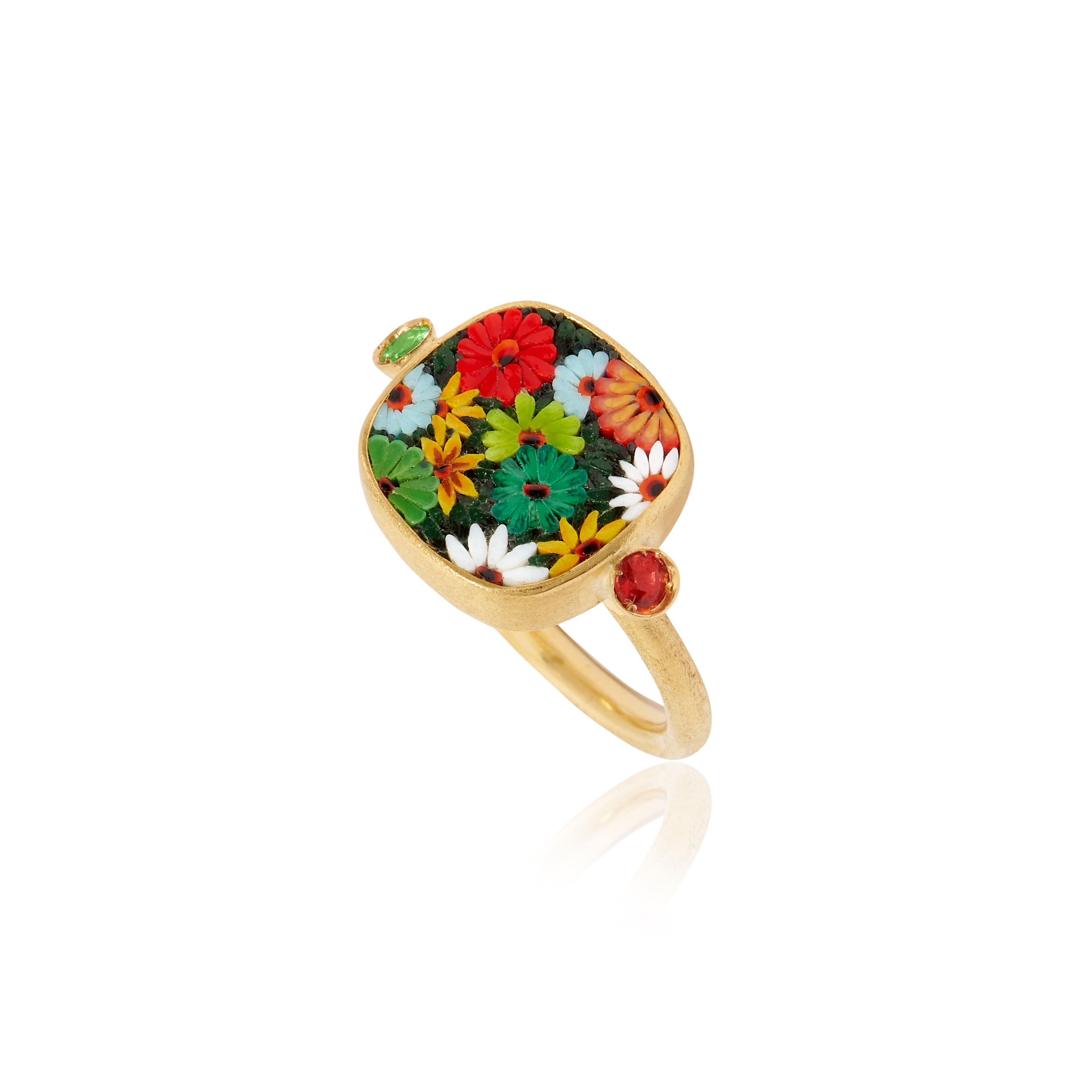 18k yellow gold fez flower square ring by Le Sibille Tiny Gods 