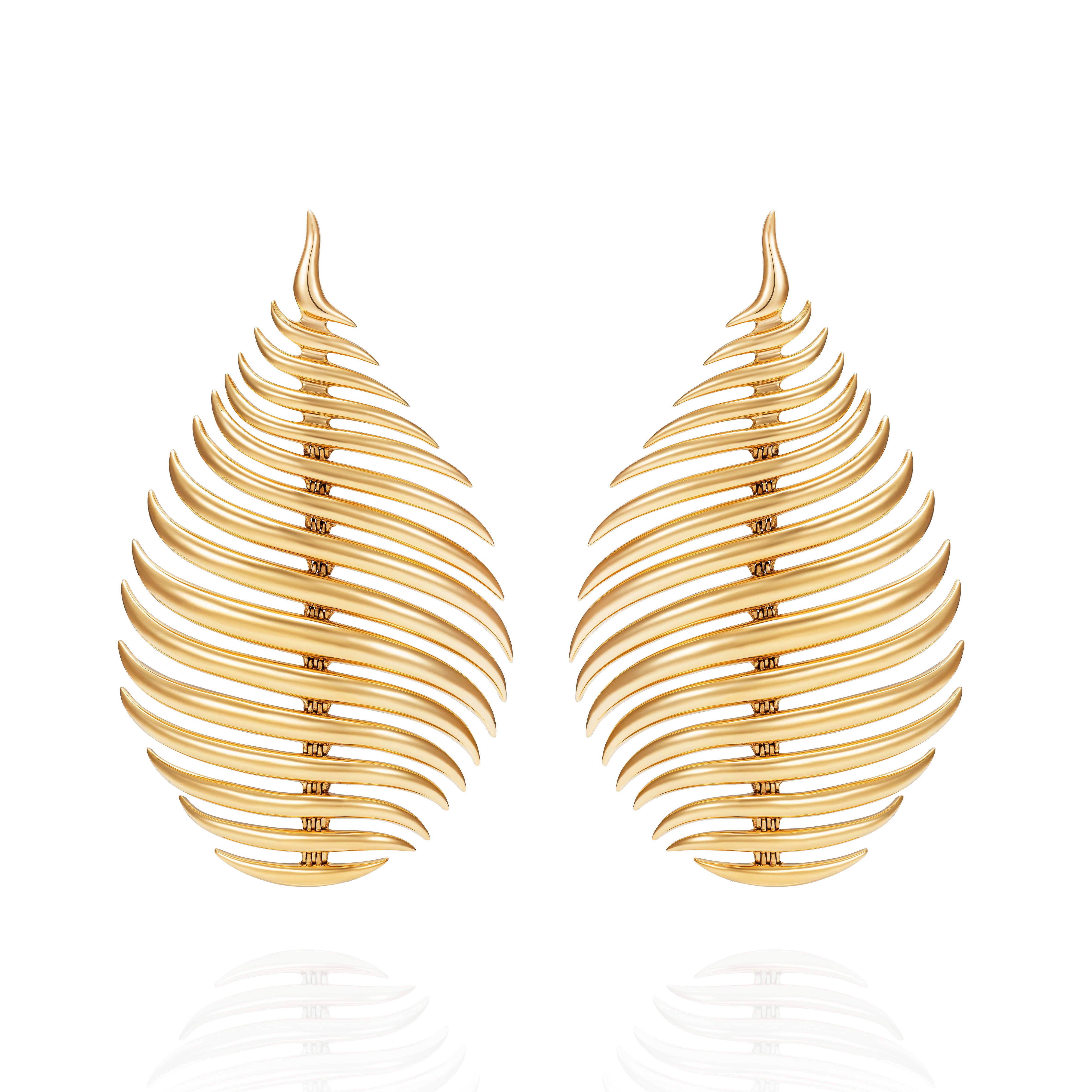 18k yellow gold large flame earrings by Fernando Jorge Tiny Gods 