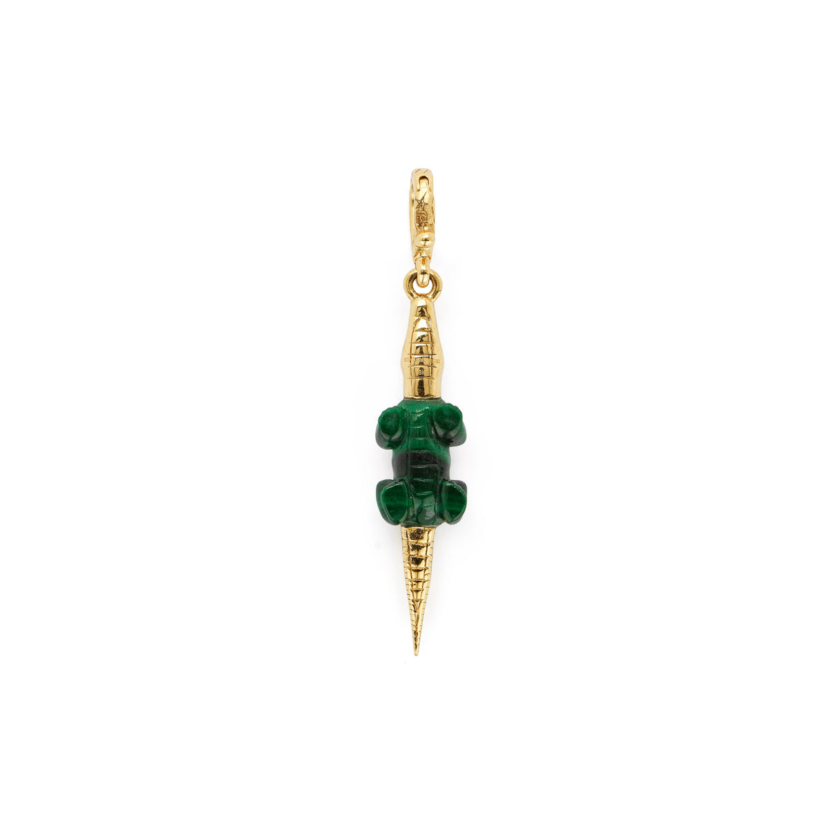 18k yellow gold malachite alligator bestiary collection charm pendant by Bibi Van Der Velden Tiny Gods