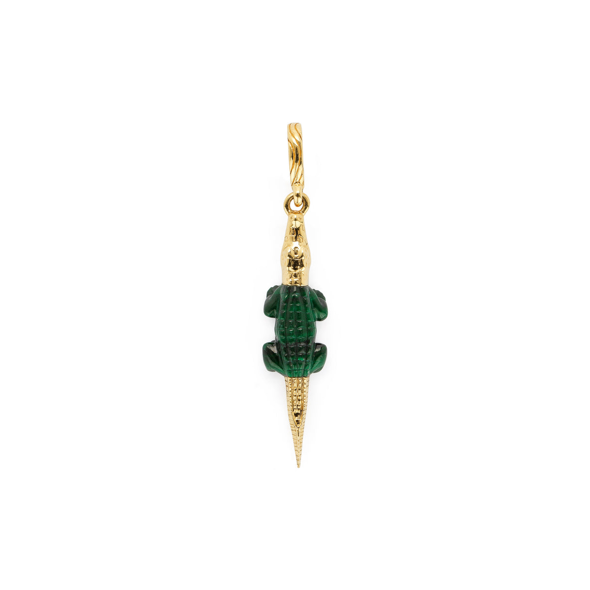 18k yellow gold malachite alligator bestiary collection charm pendant by Bibi Van Der Velden Tiny Gods