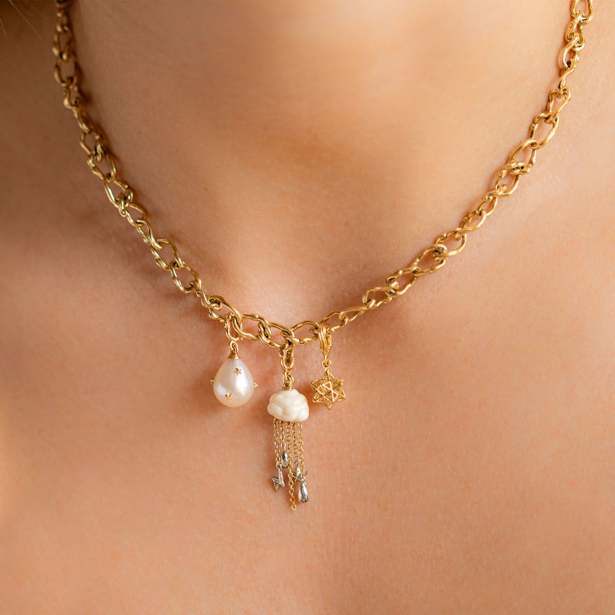 18k yellow gold mammoth cloud dangle charm bestiary collection pendant by Bibi Van der Velden Tiny Gods