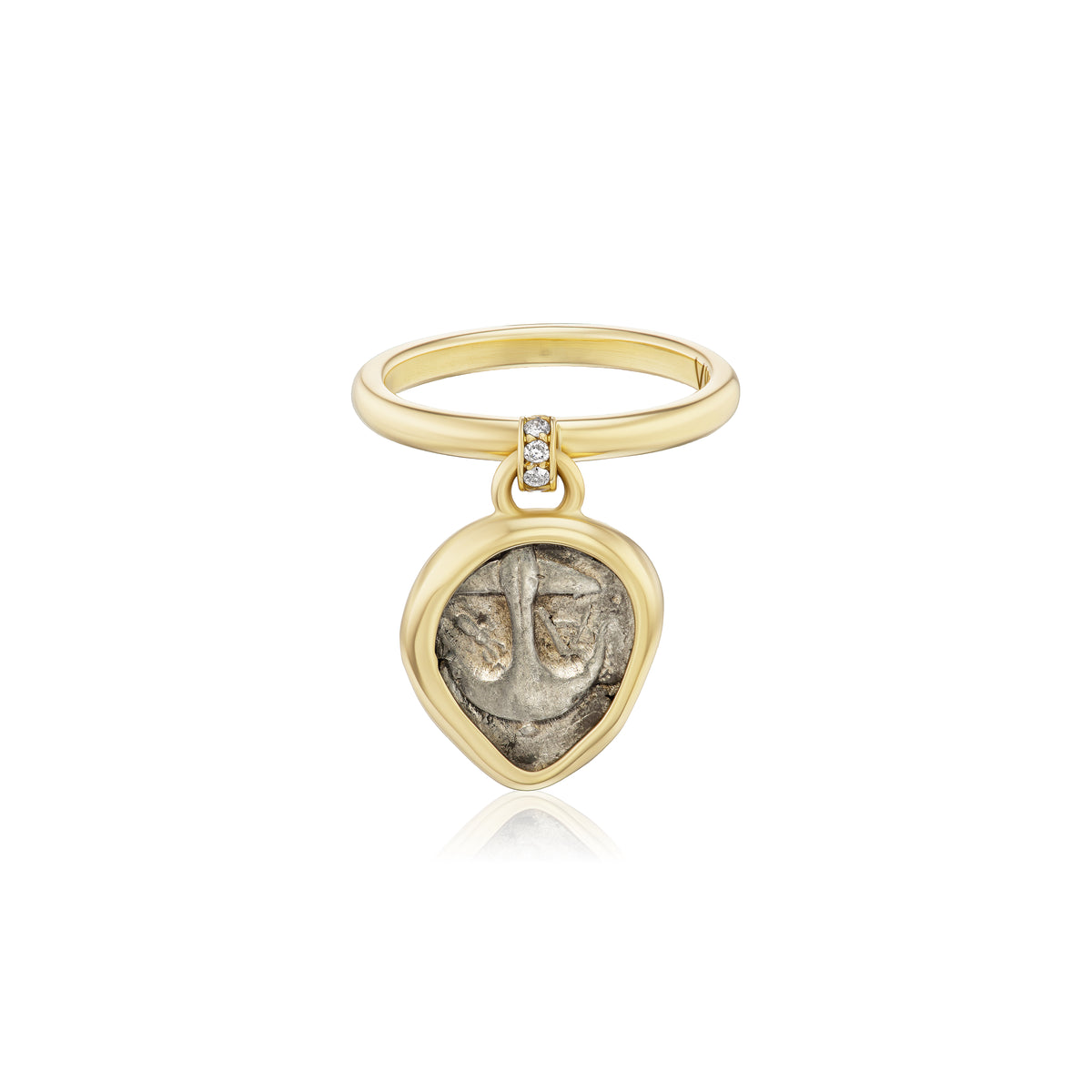 18k yellow gold medusa flip diamond ring antique coin by Kiaia Tiny Gods 