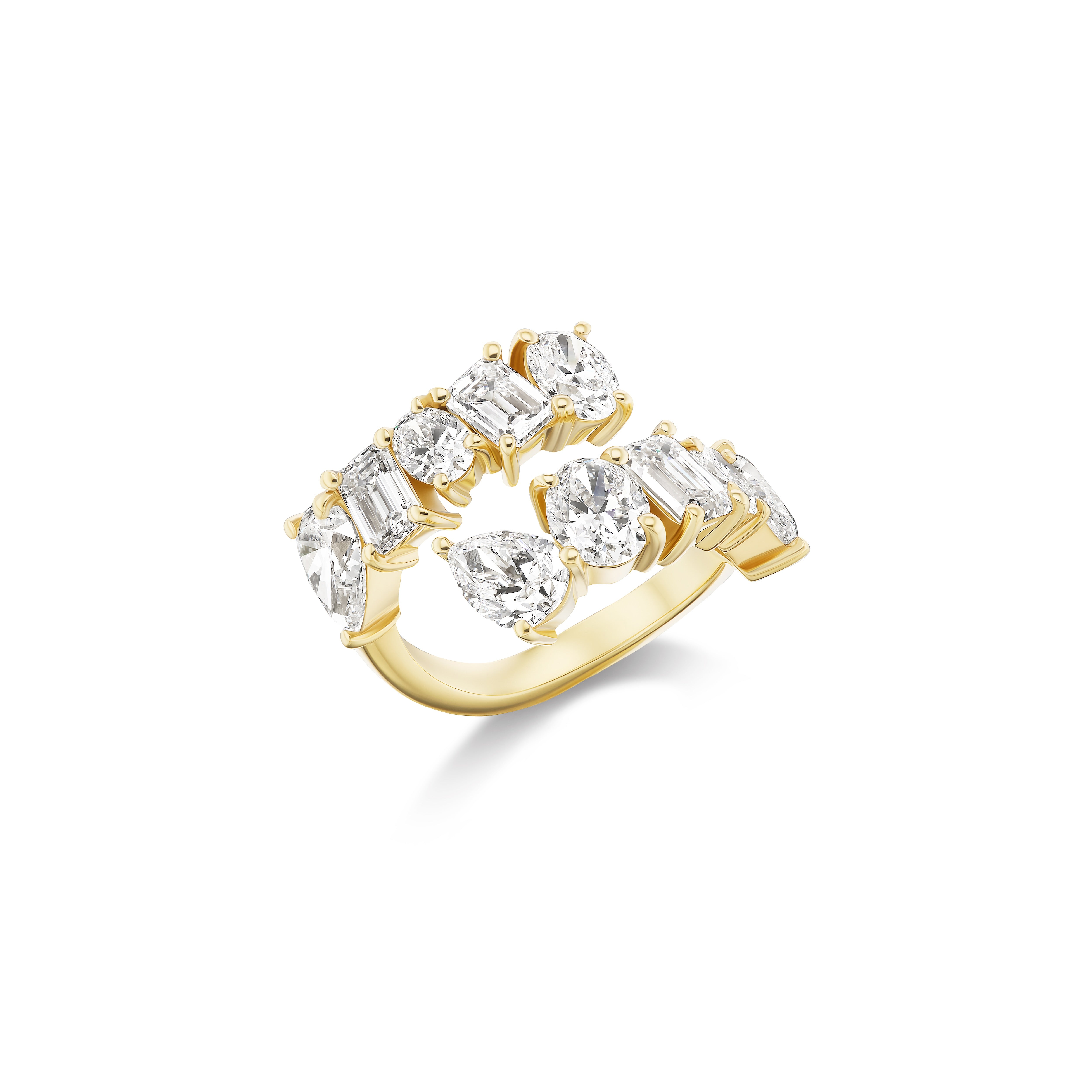 18k mixed cut pear oval emerald cut diamond gap bypass ring Tiny Gods 