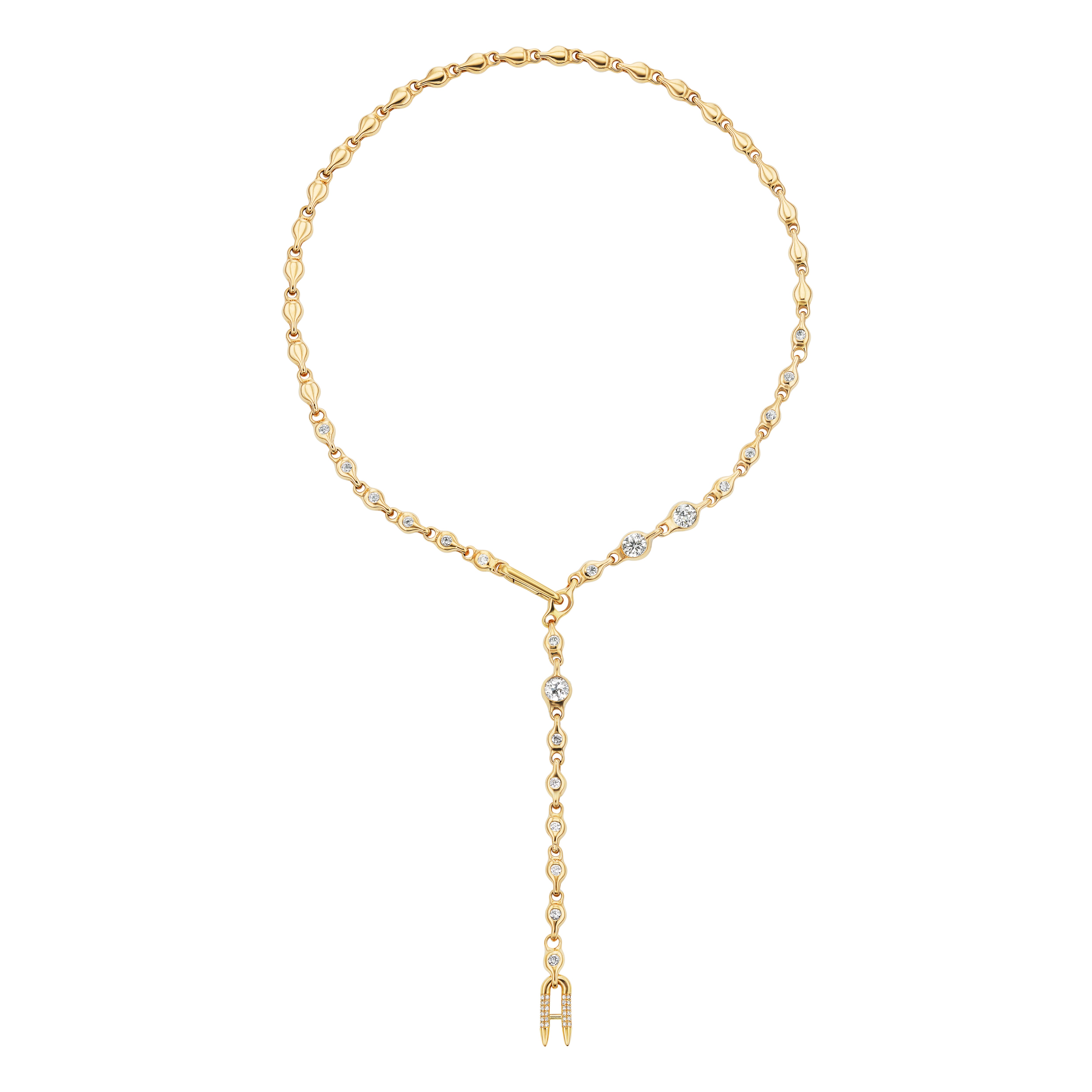 18k yellow gold old mine diamond 9cts supernova reflections lariat necklace by Uniform Object Tiny Gods 22"