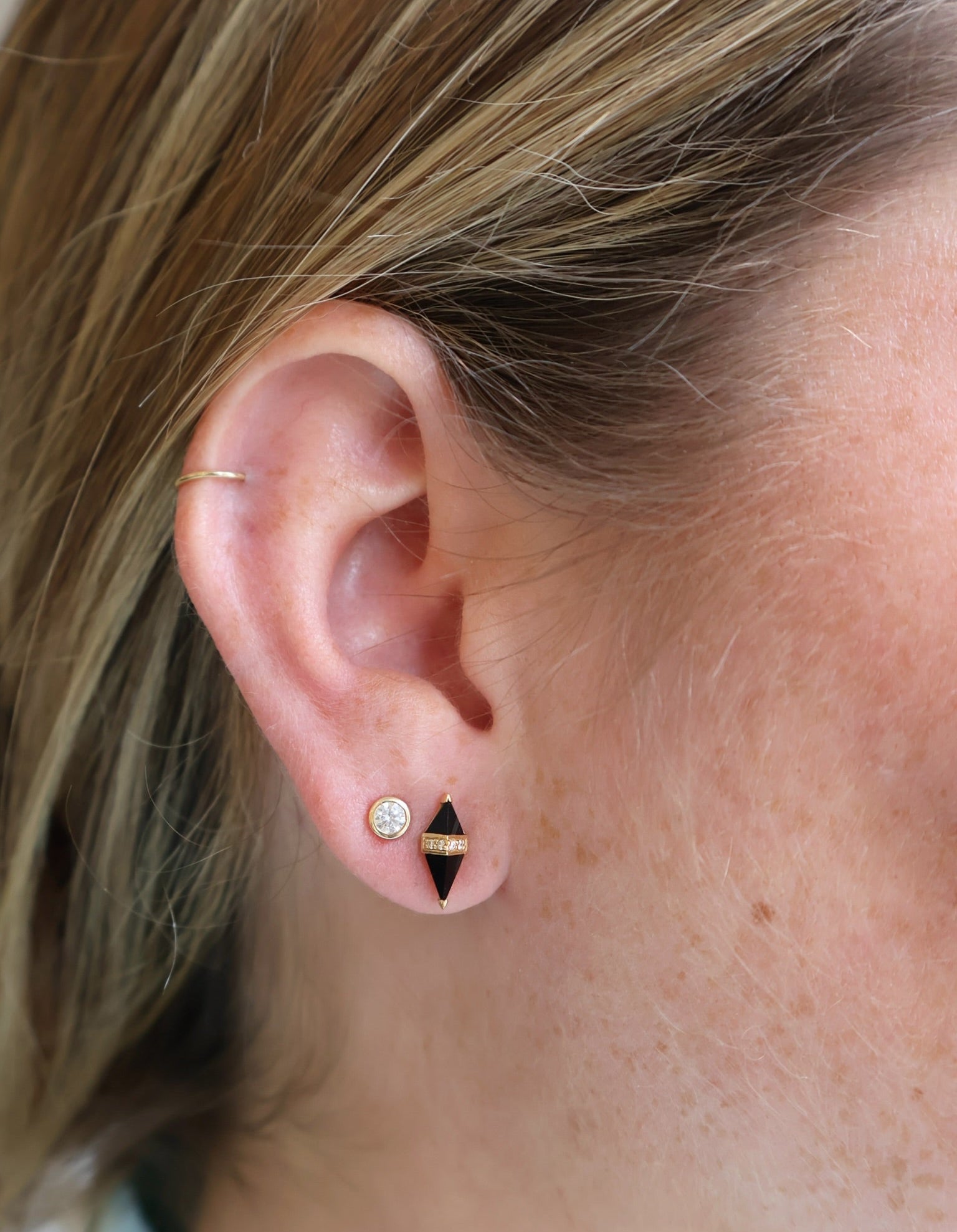 18K yellow gold Onyx Pietra Studs by Sorellina Tiny Gods