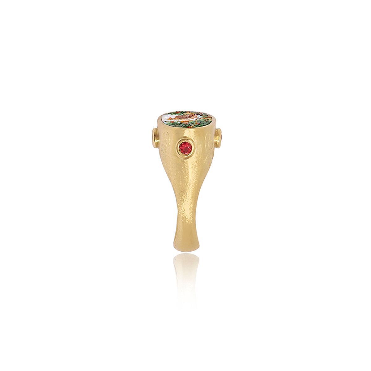 18k yellow gold bird micro mosaic ring by Le Sibille Tiny Gods 