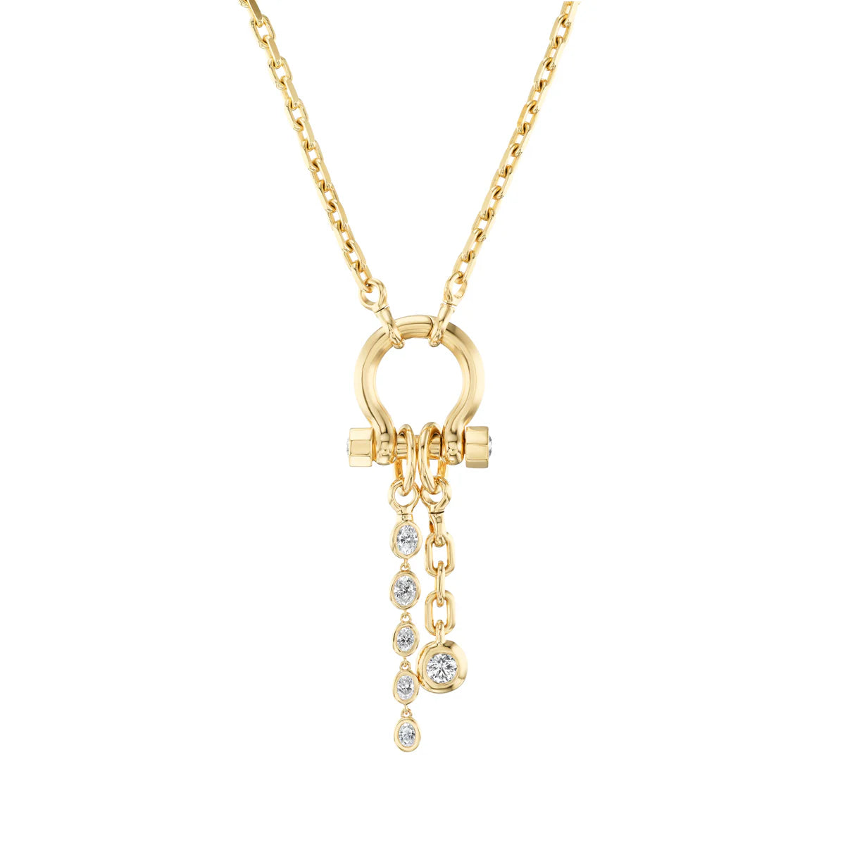 18k yellow gold oval cut diamond system necklace mega tusk drop pendant by Uniform Object Tiny Gods 