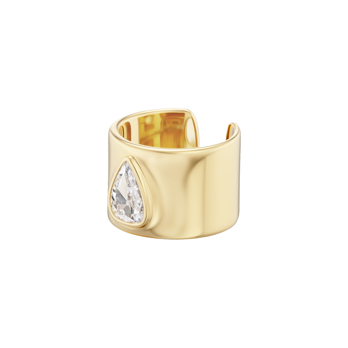 15mm Cuff Ring with Pear Diamond