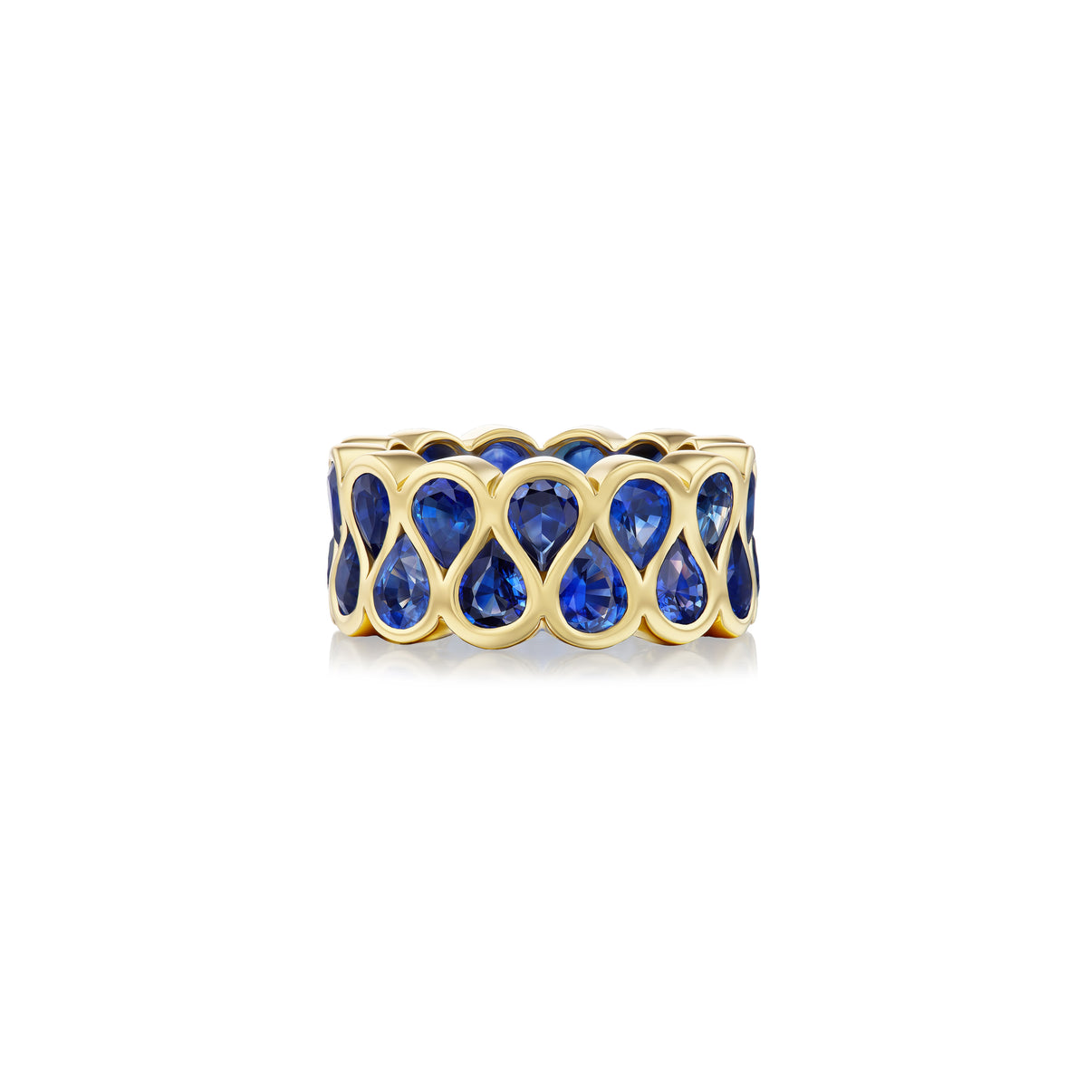 18k yellow gold pear sapphire infinity eternity band ring by Tiny Gods