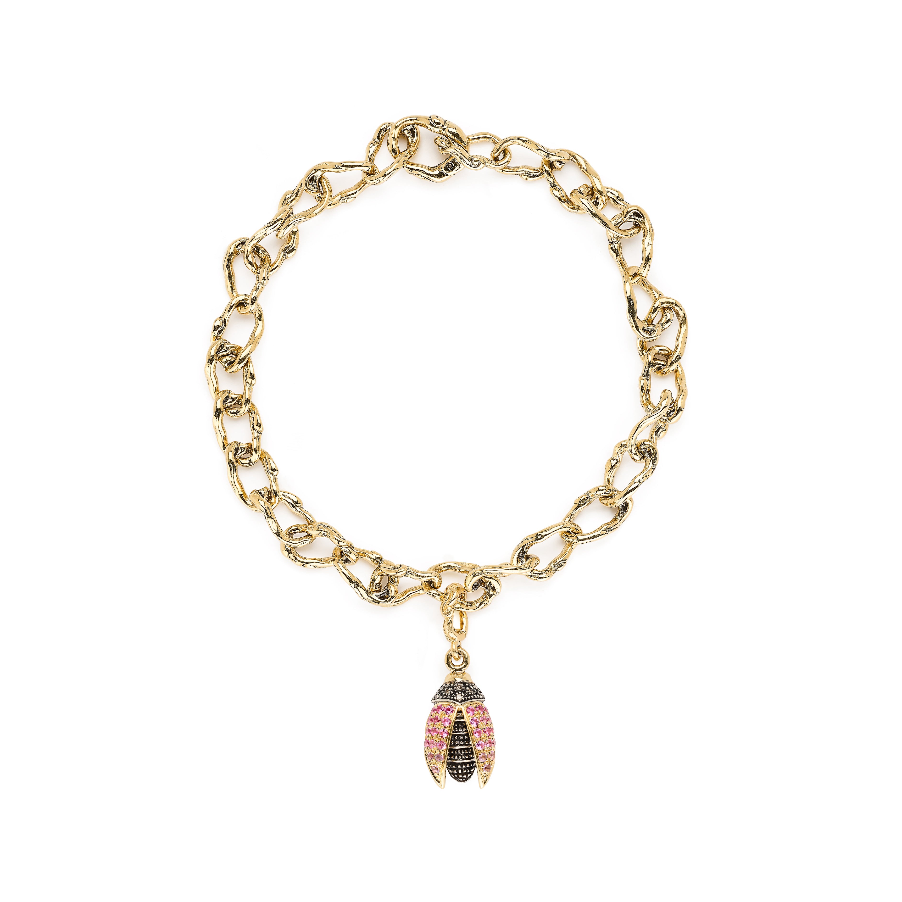 18k yellow gold pink sapphire mini scarab fly wing pendant charm bestiary collection by Bibi Van Der Velden Tiny Gods
