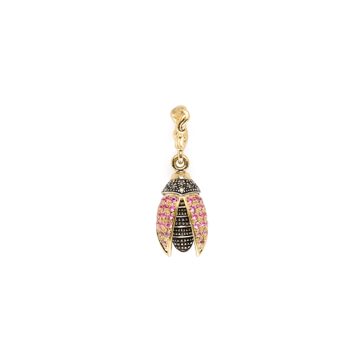 18k yellow gold pink sapphire mini scarab fly wing pendant charm bestiary collection by Bibi Van Der Velden Tiny Gods