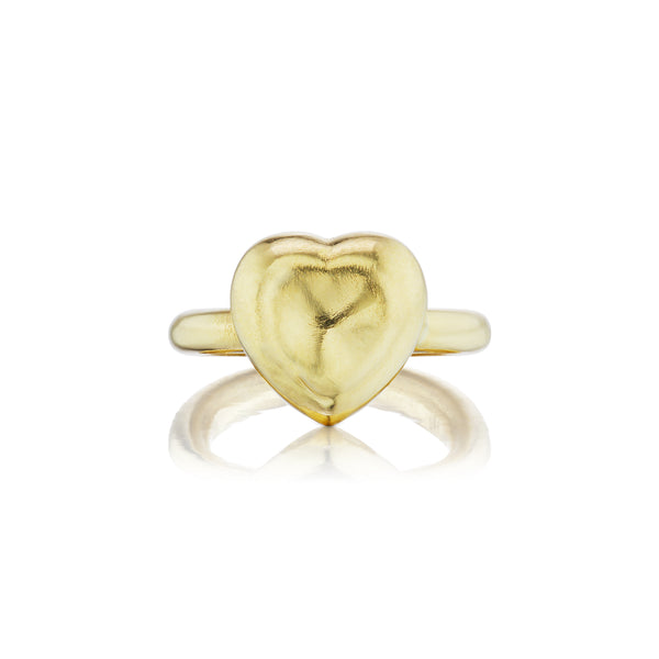 18k yellow gold puff single heart ring agape christina alexiou tiny gods