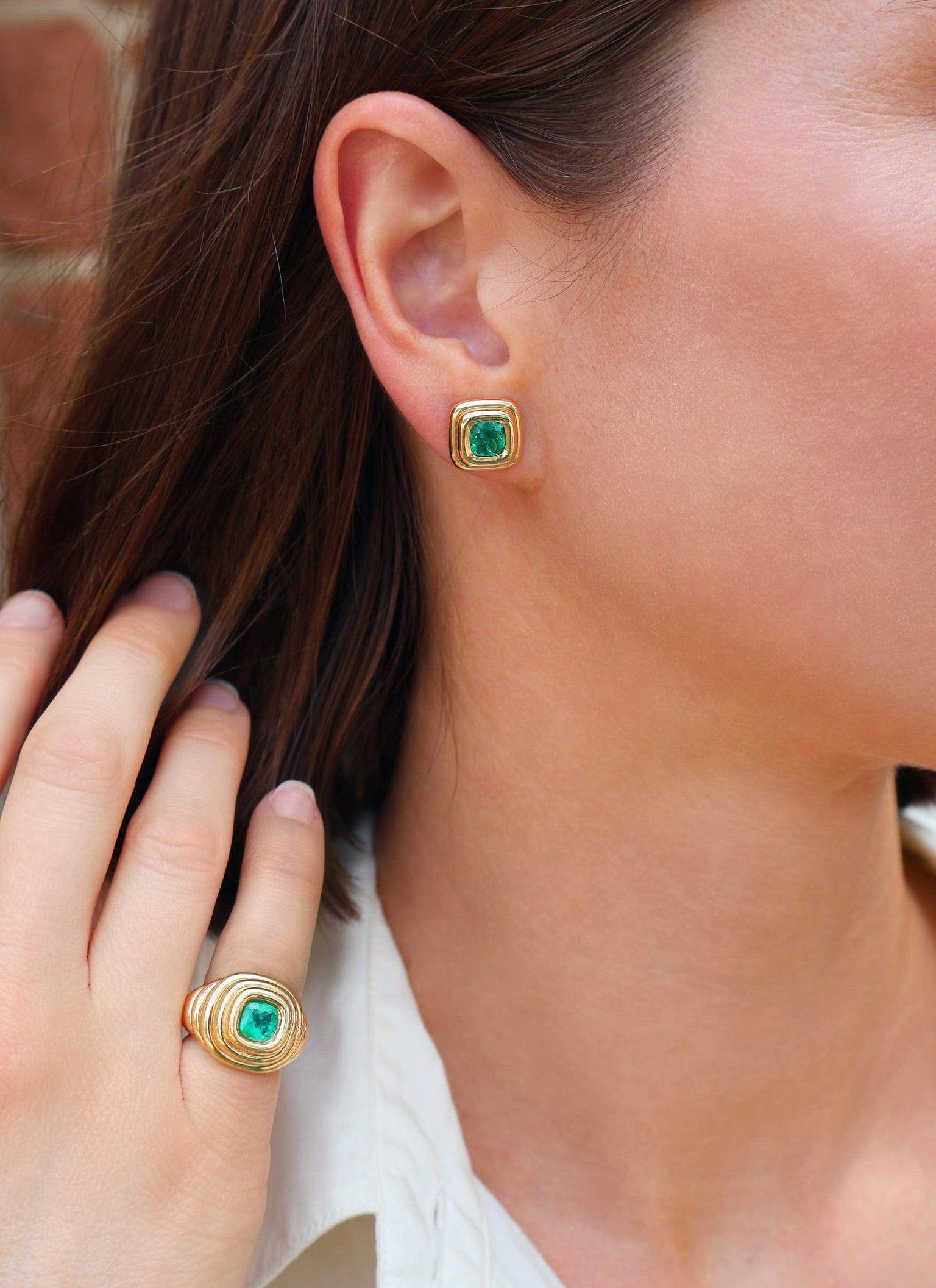 18k yellow gold Emerald Ripple Pinky Ring by Beck Jewels at Tiny Gods