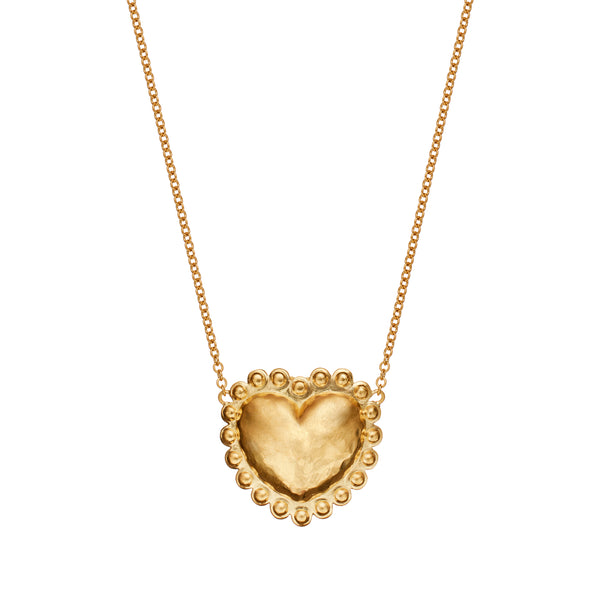 18k yellow gold small circle border dotted heart pendant necklace Christina alexiou tiny gods 