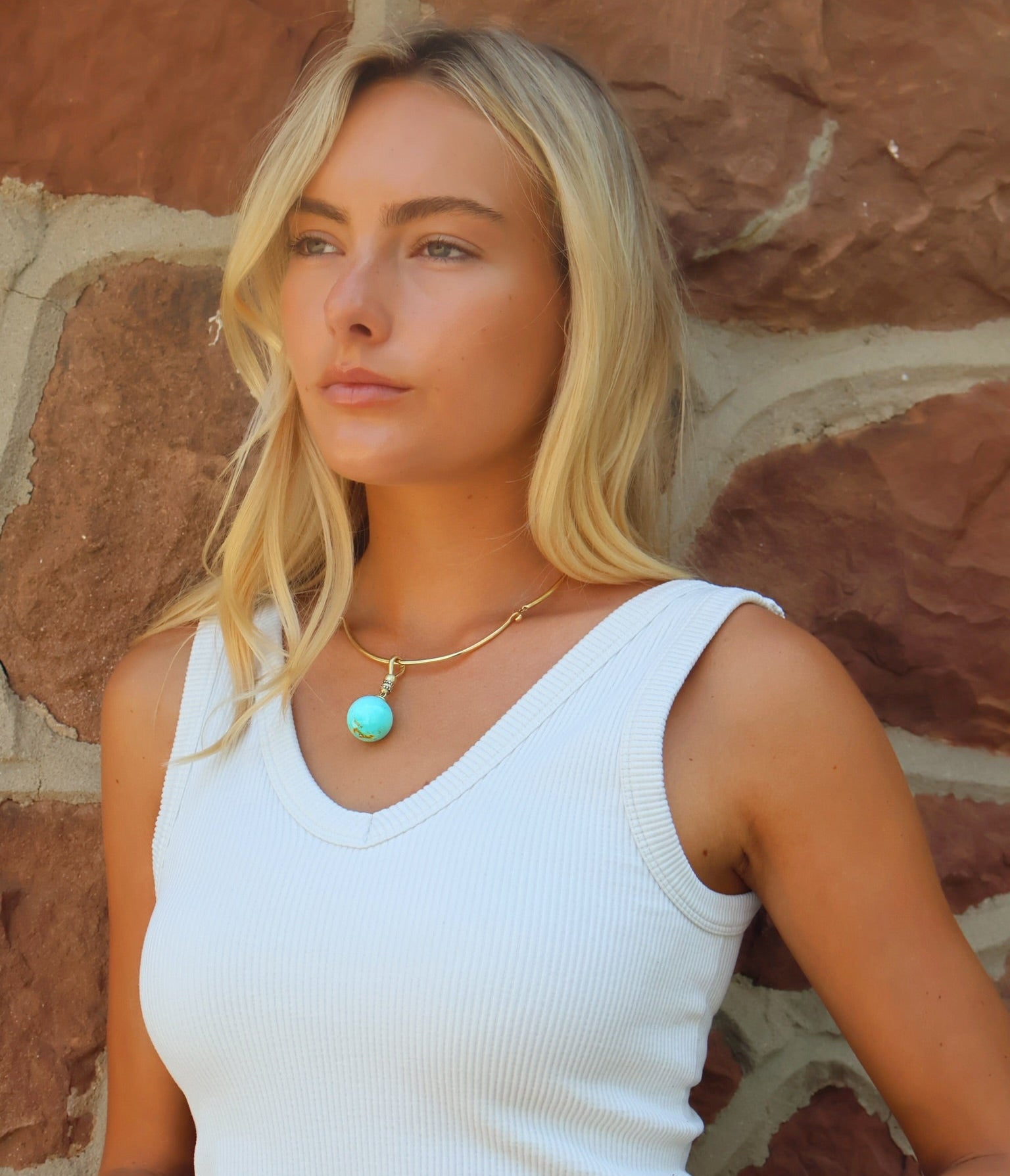 18k yellow gold and diamond Albert clasp Turquoise Orb Pendant charm by Sylva and Cie at Tiny Gods