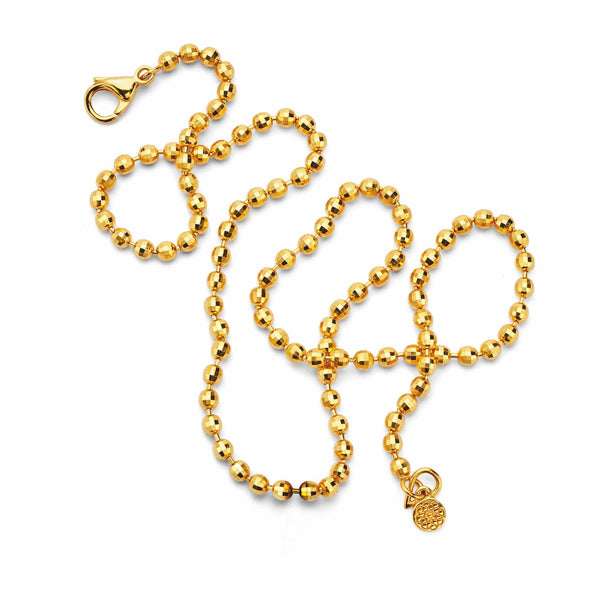 20k yellow gold 1.5mm disco ball chain link necklace by Buddha Mama Tiny Gods