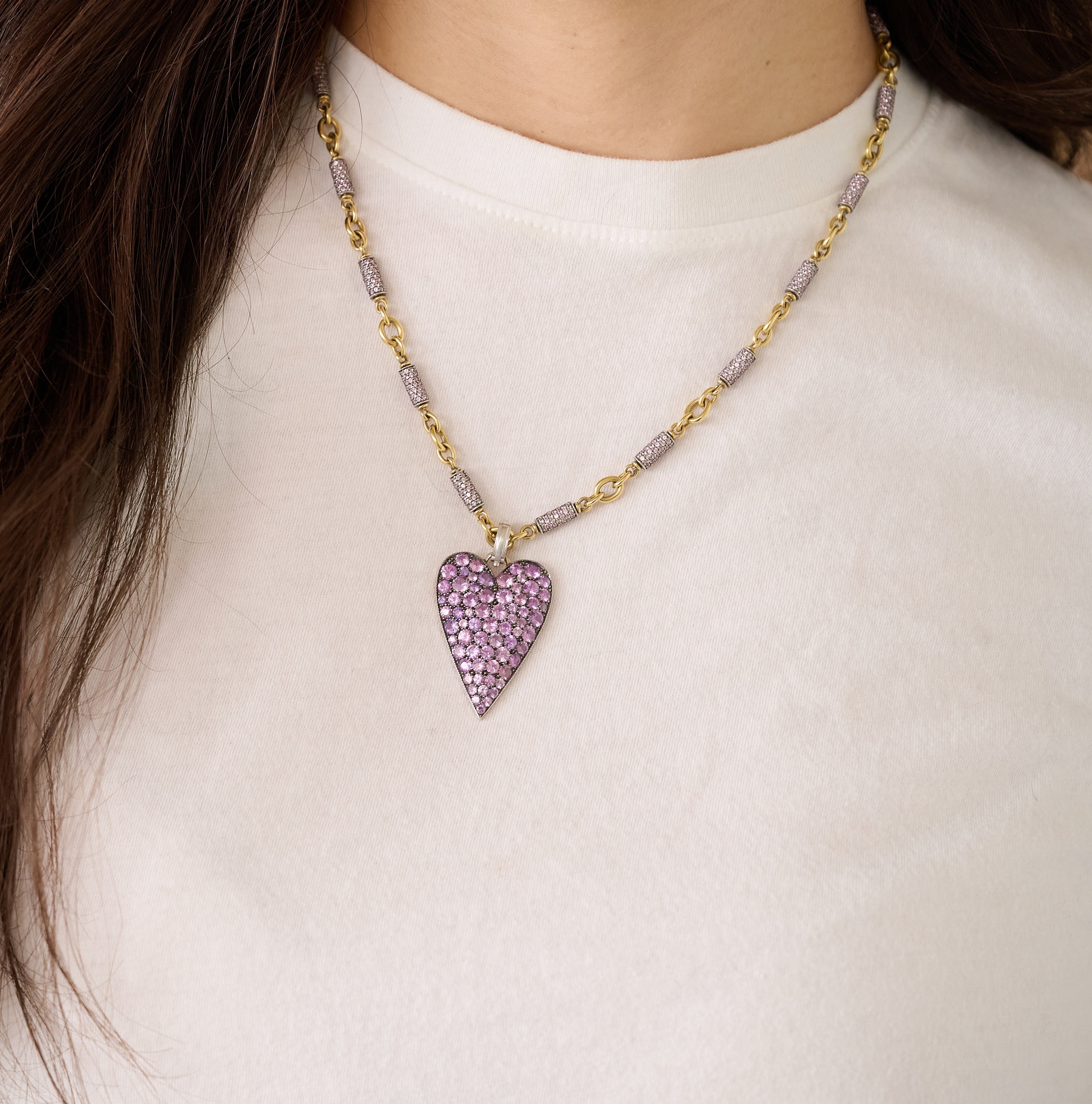 18" Pink Sapphire Bullet Confetti Chain