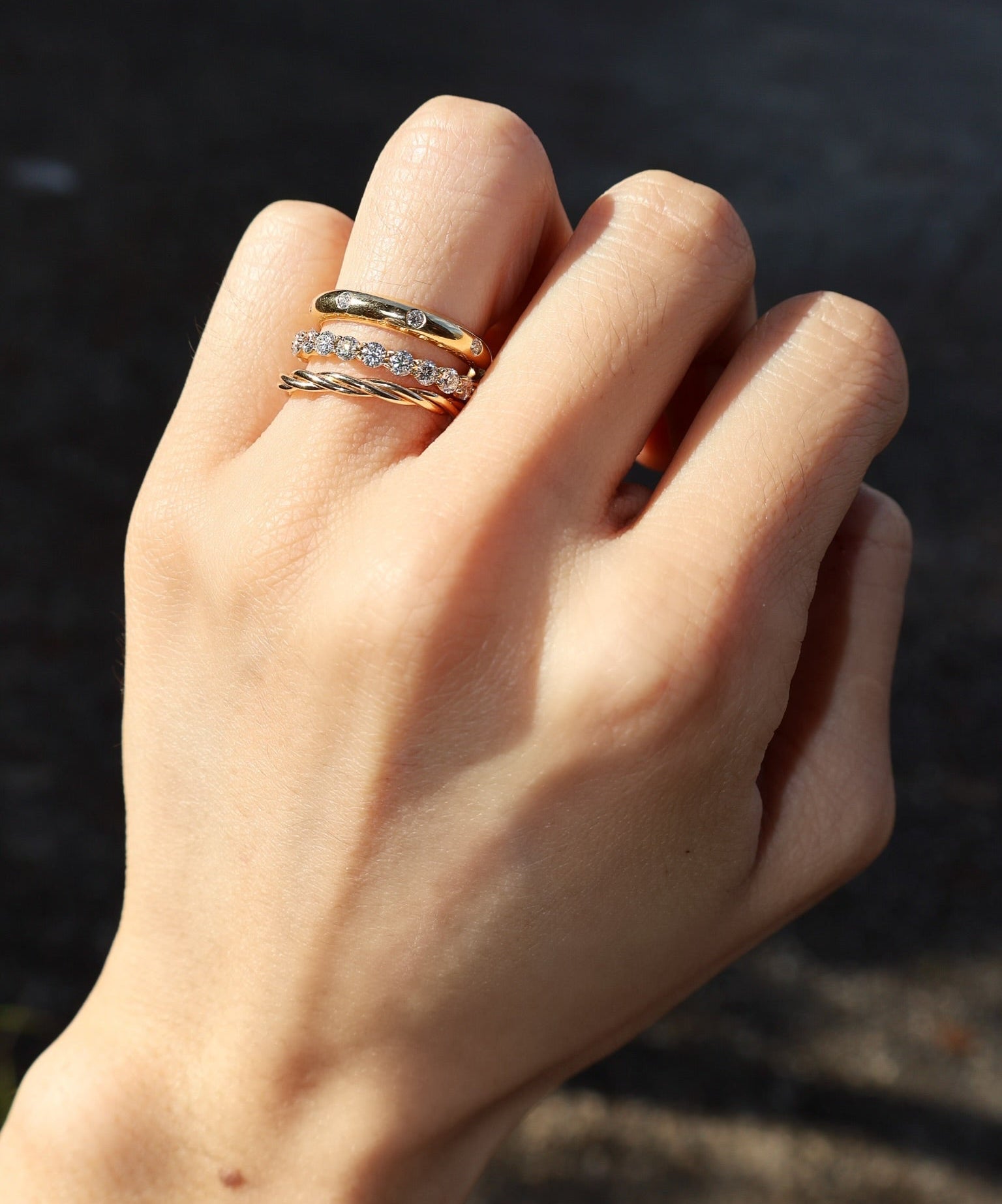 14k yellow gold twisted rope ring 2mm by Lucy Delius Tiny Gods