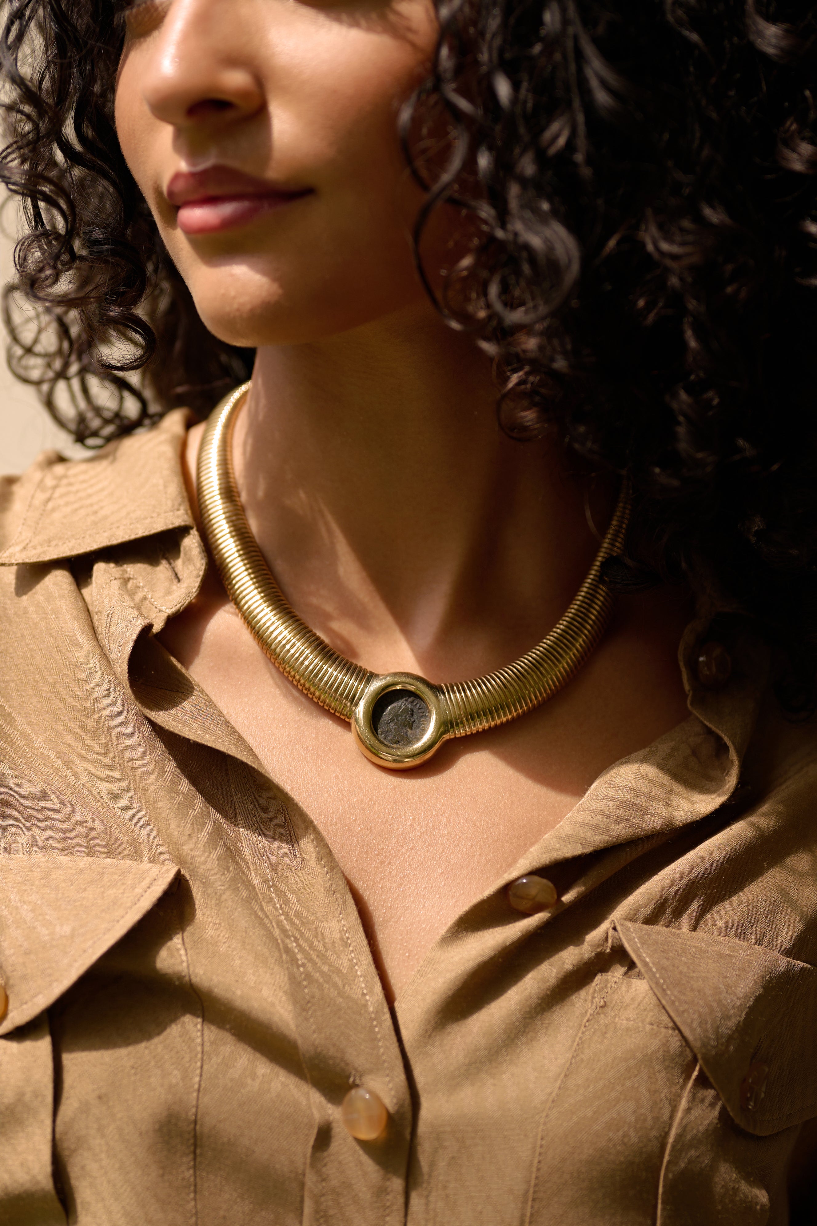 Tubogas Necklace with Ancient Italian Coin
