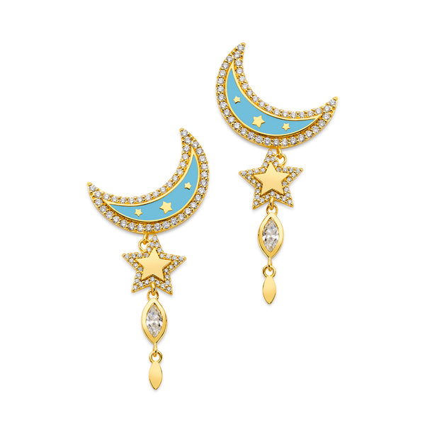 Moon Drop & Star Earrings