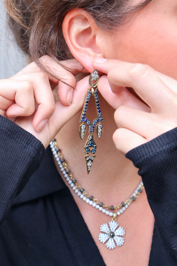 Blue Sapphire Chandelier Earrings