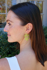 9k yellow gold lime green flower petal hoop earrings by Bea Bongiasca Tiny Gods