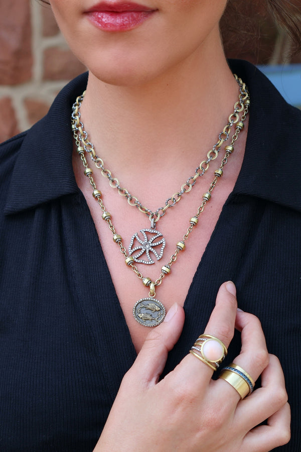 18KT Gold & Diamond Rondelle Necklace
