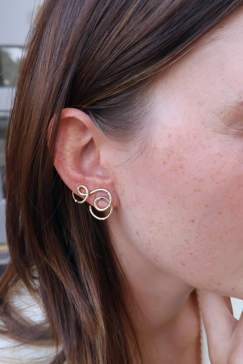 Long Wave Earrings with Polka Dot Diamonds
