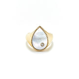 CHEVALIERE POIRE NACRE OJ mother of pearl signet ring tiny gods Yvonne leon