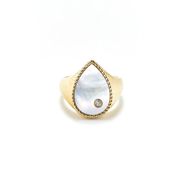 CHEVALIERE POIRE NACRE OJ mother of pearl signet ring tiny gods Yvonne leon