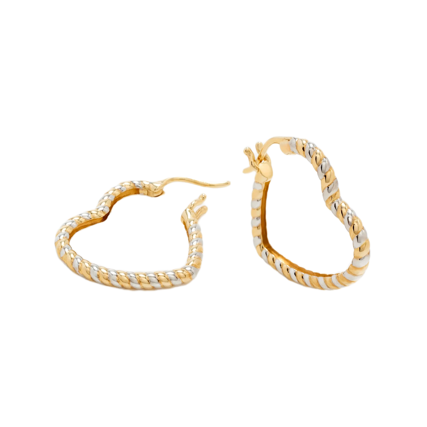9k yellow and white gold chevalier coeur heart hoop earrings by Yvonne Leon Tiny Gods 