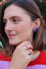 Wow Mega Earrings in Purple Enamel