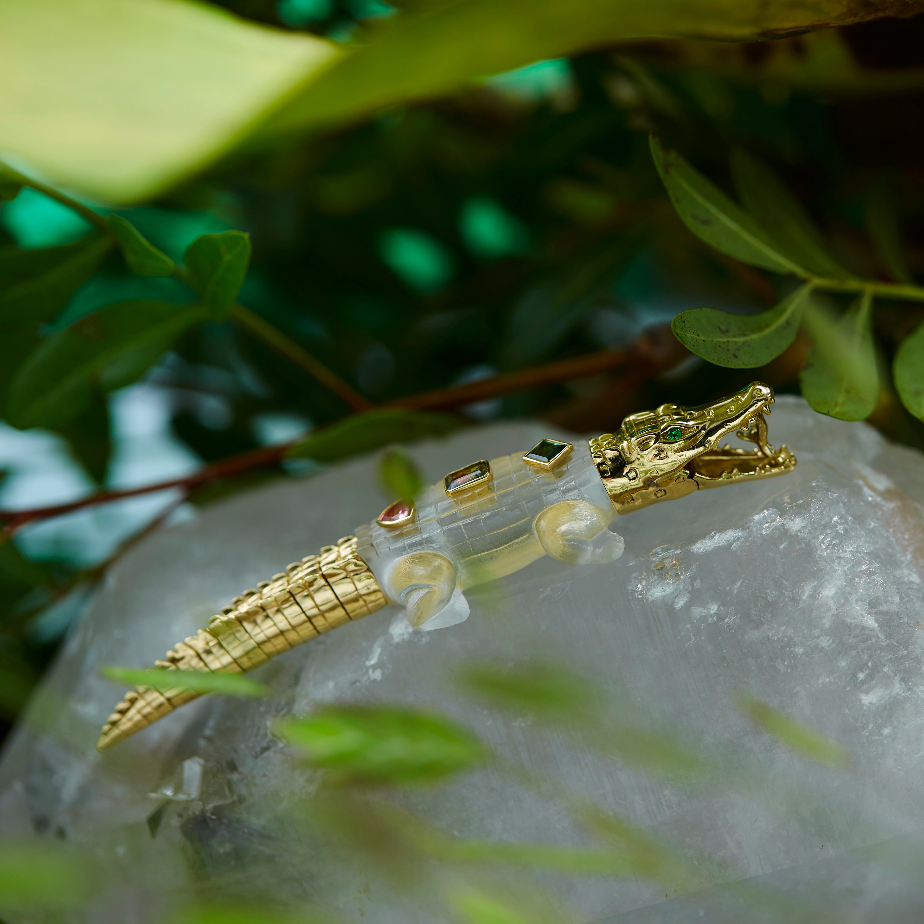 Pop Art Crystal Alligator Bite Earring & Pendant