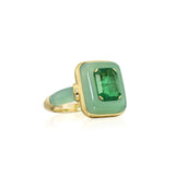 18k yellow gold agate and emerald ring by Sauer Tiny Gods