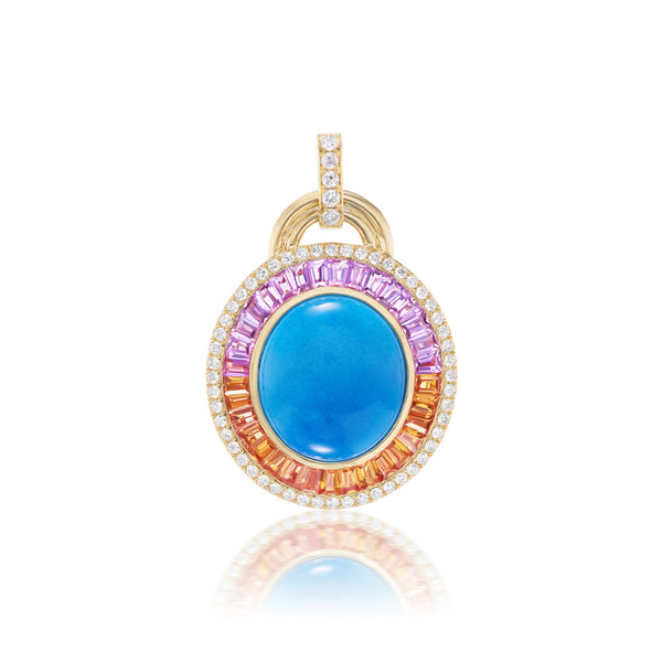 18k yellow gold diamond orange pink sapphire Amalfi Ceruleite Pendant by Sorellina tiny gods
