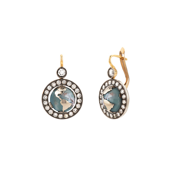 18k yellow gold and diamond Earth Aquaprase Earrings by Venyx Eugenie Niarchos at Tiny Gods