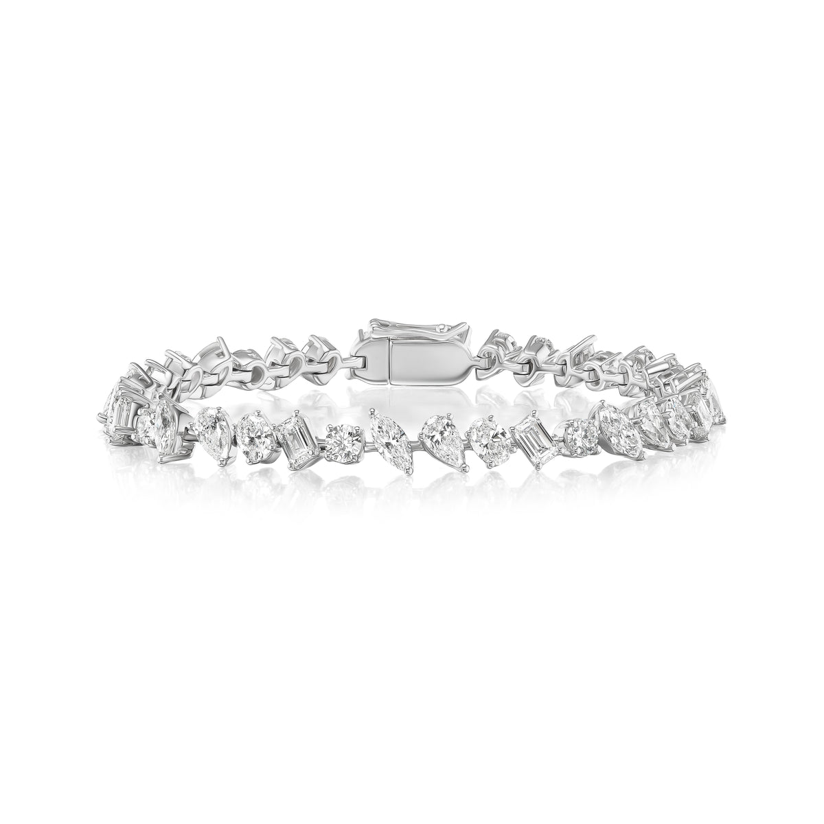 18k white gold multi shape diamond tennis bracelet by Arzano Tiny Gods