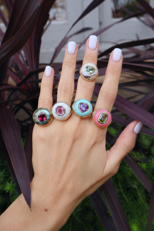 Petite Amethyst & Turquoise Lollipop Ring