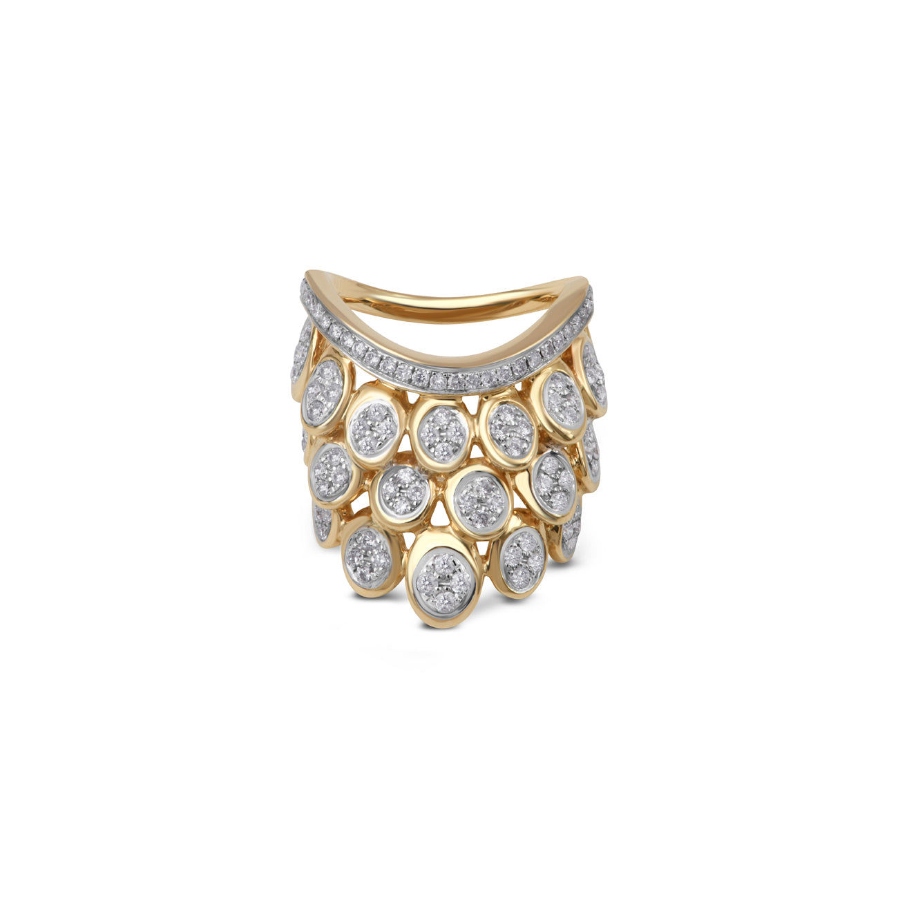 14k yellow gold pave diamond blossom ring by rainbow k at tiny gods