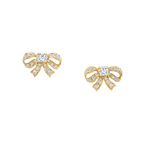Anita Ko yellow gold earrings diamonds bow tiny gods