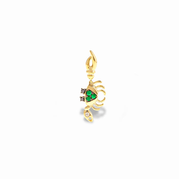 BO MINI CRABE TSAVORITES OJ mini crab single earring yellow gold diamonds Yvonne Léon tiny gods