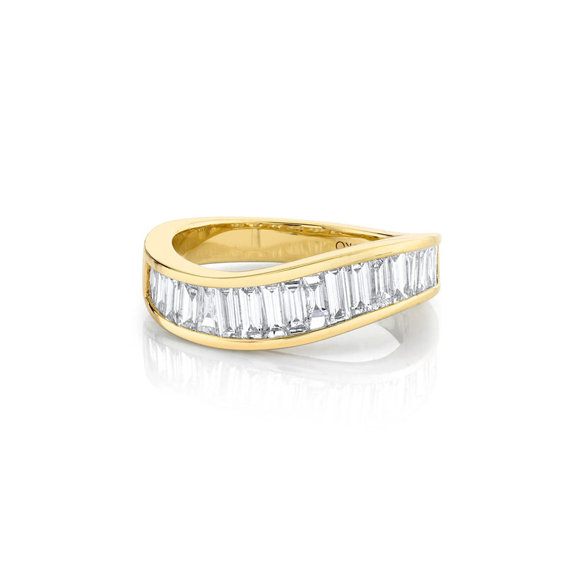 18k yellow gold baguette diamond wave ring by Anita Ko Tiny Gods