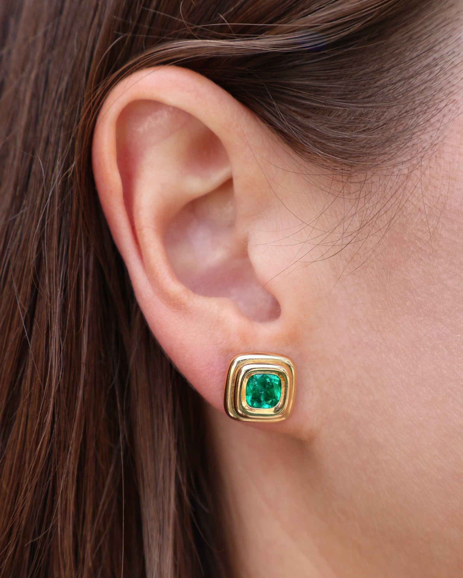 18K yellow gold Emerald Ripple Stud Earrings by Beck Jewels at Tiny Gods
