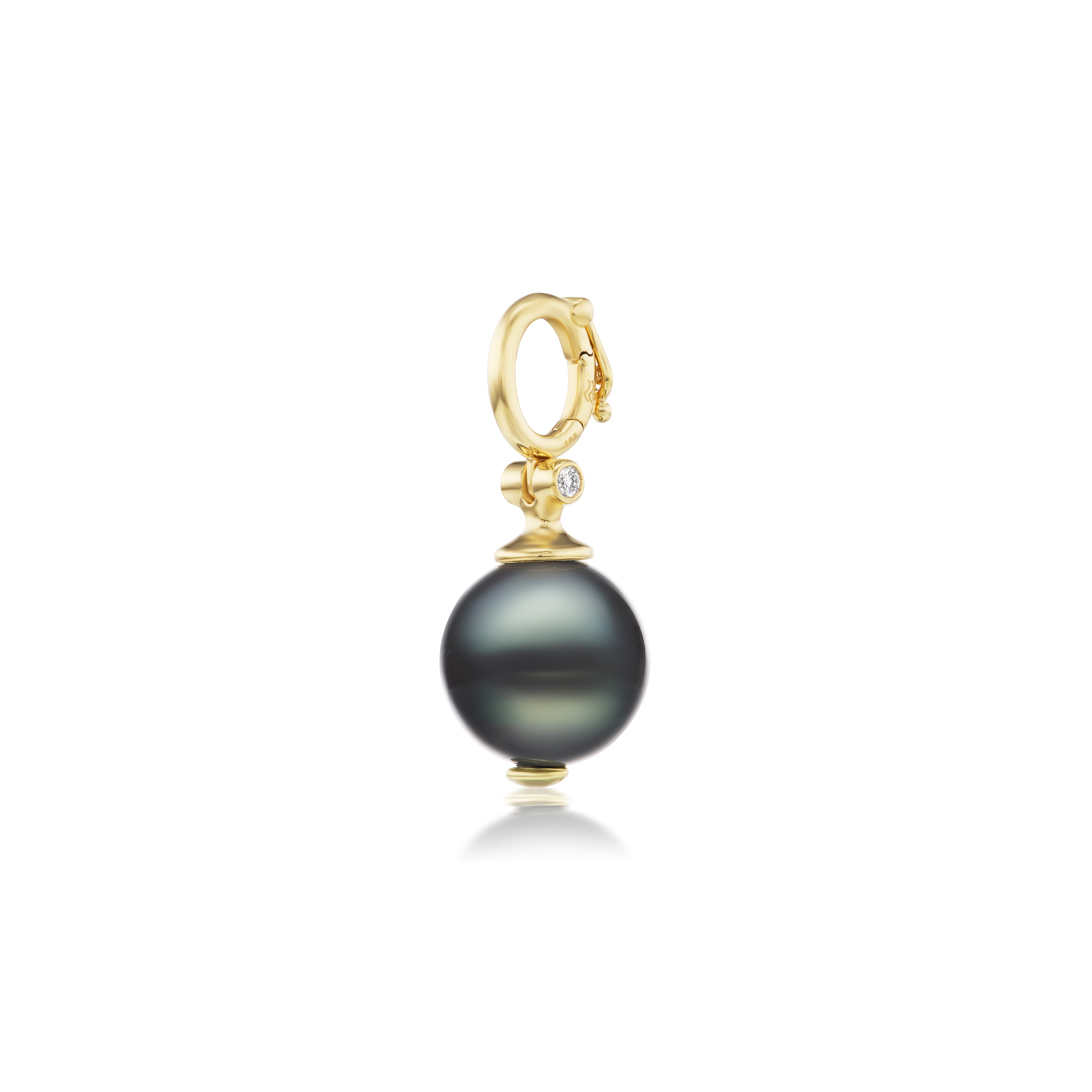 18k yellow gold Tahitian Pearl Pendant with clip on snap by Beck Jewels at Tiny Gods