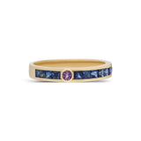 14k yellow gold blue sapphire and amethyst mega ray stacker ring  by Ita Tiny Gods