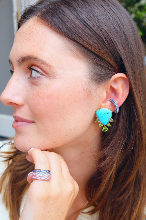 Turquoise & Peridot Hourglass Earrings